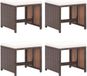 Tabourets de jardin 4 pcs avec coussins poly rattan brun