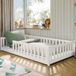 Kids Collective Kinderbett Bodenbett Bett mit Rausfallschutz & Lattenrost Montessori Bett Kinder (Jungen, Mädchen, Kinder, weitere Größen 80x160, 80x180, 90x190, 90x200, 140x200 cm), mit Matratze Jugendbett Einzelbett Baumwolle 120x200 cm