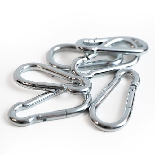 Chinchilla® Brandweer Karabijnhaken - Set van 6 - 80x8mm - RVS - DIN 5299 - Sleutelhangers
