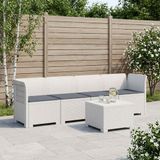 vidaXL 4-Zits Tuin Sofa met Kussens Rieten Look PP Wit