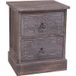 Idimex – Table de chevet en bois paulownia brun – 2 tiroirs avec gravures ethniques – Dimensions 43x35x30 cm – Design vintage