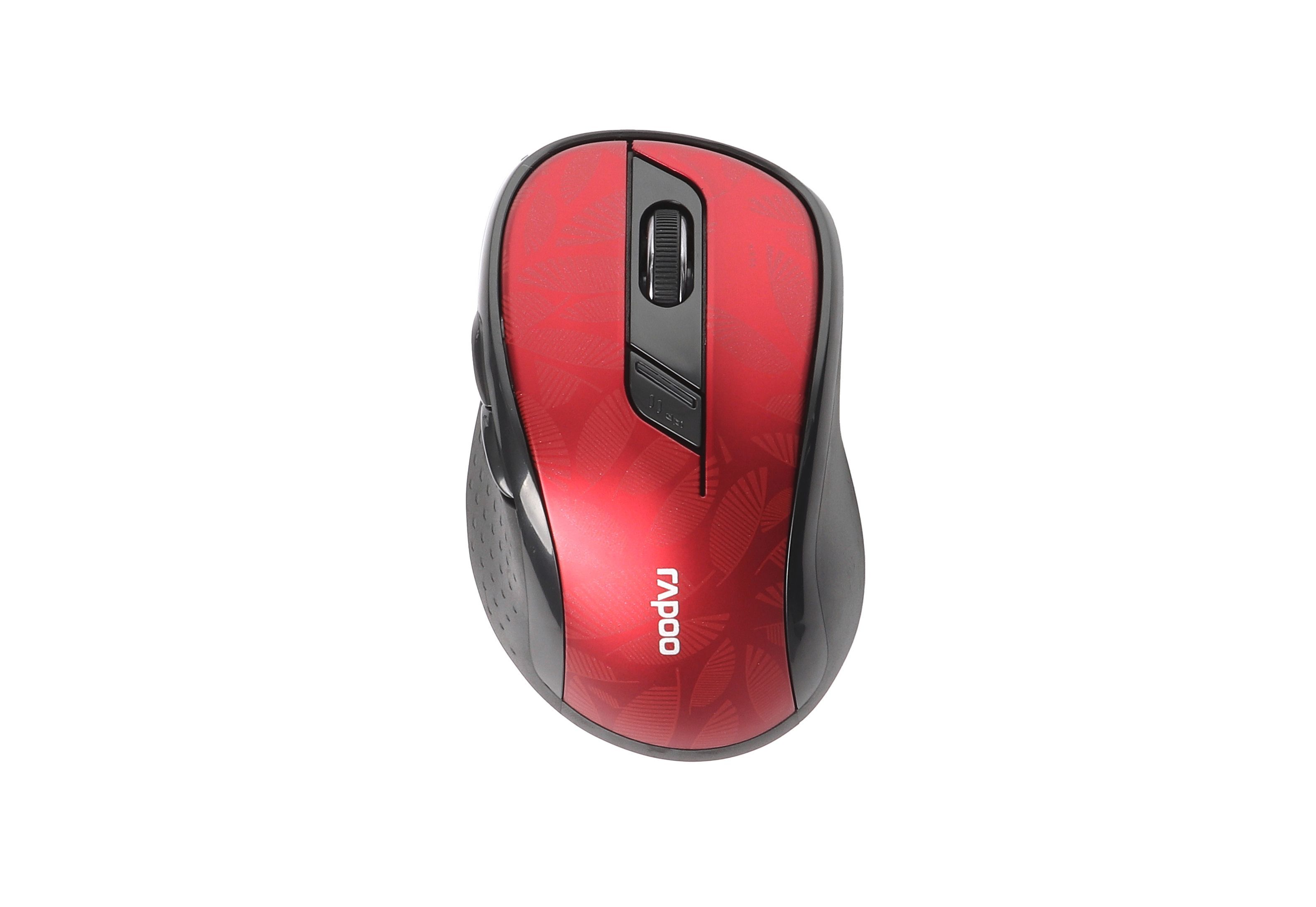 Rapoo M500 - Draadloze Bluetooth muis - 1600 DPI - Rood