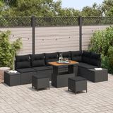 vidaXL Tuinbank Set Zwart Poly Rattan