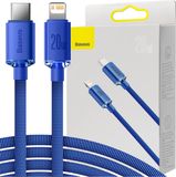 Baseus Crystal Shine Series USB-C - Lightning Data- en oplaadkabel, 20W, 2m, Blauw CAJY000303