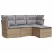 vidaXL 5-delige Loungeset met Kussens, Poly Rattan, Beige