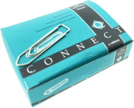 Qconnect Papierklemmen, 50 mm, Doos van 100 stuks, Metaal Kleur