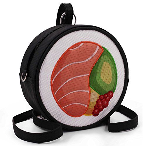 Oh My Pop Sushi Borsa Unisex - Adulto, Nero/Roso