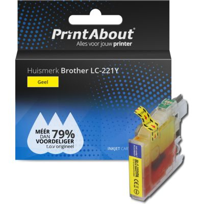PrintAbout Huismerk Brother LC-221Y Inktcartridge Geel