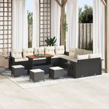 vidaXL Tuinbank Set Zwart Poly Rattan