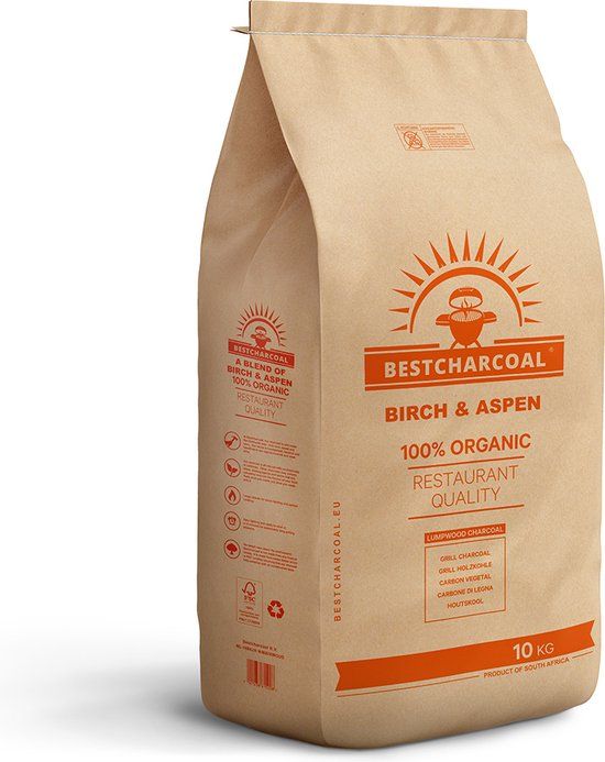 Bestcharcoal - Houtskool Birch/Aspen - 10 kg