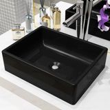 vidaXL Lavabo carré 41x30x12 cm céramique noir