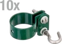Alberts 859183 klem voor tweezijdige bevestiging van spanstaven voor gaas, klem-Ø: 38 mm | verzinkt, groene kunststof coating | klem-Ø 38 mm | Set van 10