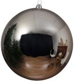 Decoris Kerstbal - zilver - groot - 20 cm - kunststof - glans