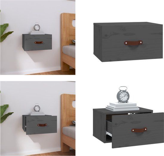 vidaXL Nachtkastje wandgemonteerd 40x29,5x22 cm grijs