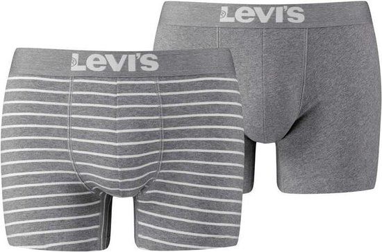 Levi's Boxer Brief 2-pack - Grey Melange Vintage Stripe - Men's Underwear - Size S