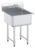 Évier de cuisine en acier inoxydable - Lavabo autoportant avec robinet - 68,6 x 61 x 104,1 cm - Capacité de charge de 104 kg - Argent