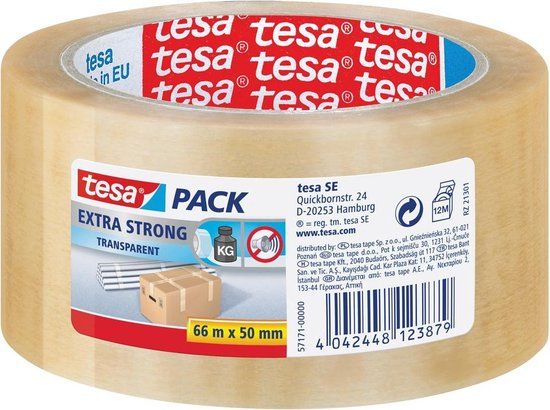 tesa 57171 PVC Verpakkingstape 50mm x 66m Transparant