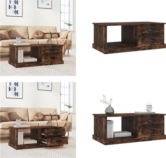 vidaXL Salontafel 90x50x35 cm Bewerkt Hout Gerookt Eikenkleurig