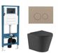 QeramiQ Dely Toiletset - inbouwreservoir Qeramiq Flush - slim zitting - kunststof taupe bedieningsplaat - ronde knoppen - mat zwart