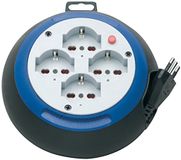 Brennenstuhl DESIGN BOX kabelhaspel 4 m 4 Italiaanse stopcontacten 10/16 A + Schuko zwart/blauw