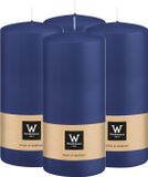 Wiedemann Cilinderkaars/stompkaars - 4x - donkerblauw - 15 x 7 cm - 63 branduren