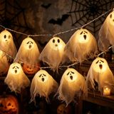 Guirlande lumineuse Halloween, 300 cm, 20 LED, avec fantômes, avec mode constant et clignotant