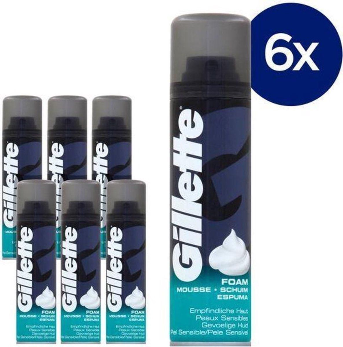 Gillette Sensitive Skin Scheerschuim - 6x 200ml - Voordeelverpakking