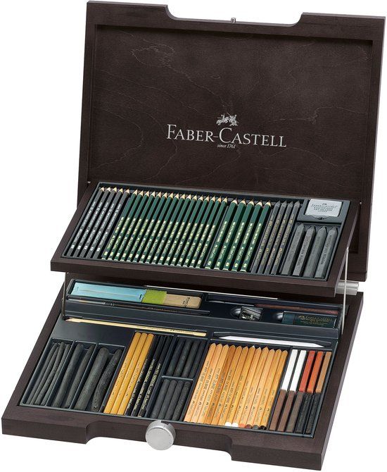 Faber-Castell Pitt Monochromos Artist Set - 86-delig - Houten Koffer