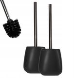 KADAX Toiletborstel en houder, toiletborstel met langere handgreep, keramische toiletborstel 12 x 36 cm, wc-garnituur voor een schoon toilet, serie Pastelo (zwart, 2 stuks)