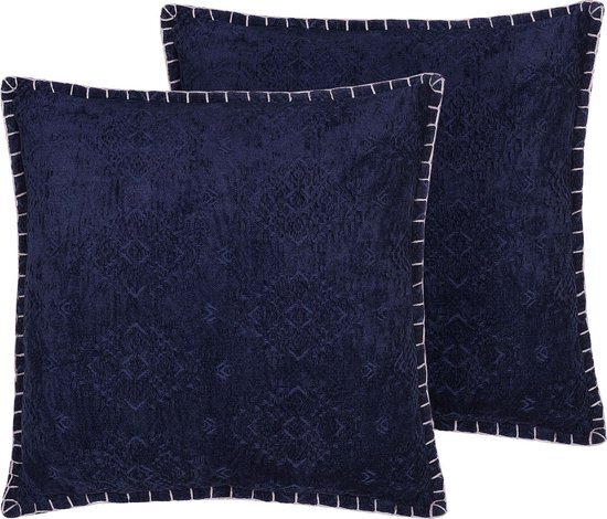 Beliani MELUR - Sierkussen set van 2 - Blauw - Viscose