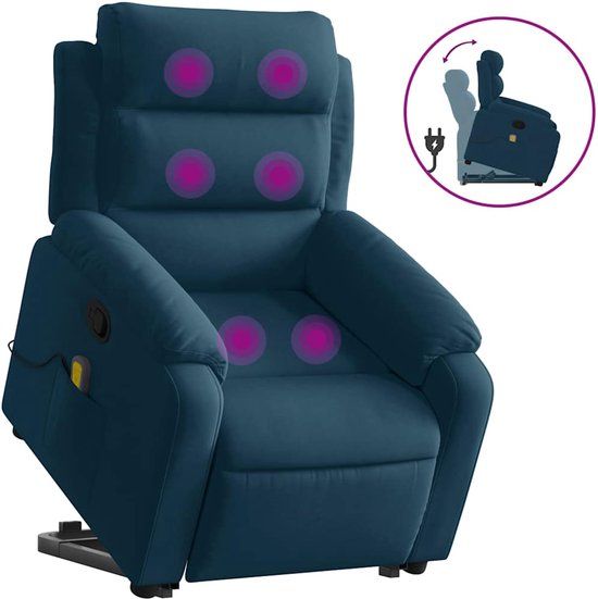 vidaXL Sta-op-massagestoel verstelbaar fluweel blauw