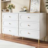 MODFU - Dressoir met 6 lades en ovale fronten - Wit - 120 x 40 x 75 cm