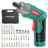 HYCHIKA Draadloze Accuschroevendraaier 6N.m, 2.0Ah 3.6V Elektrische Schroevendraaier met 36 Accessoires, DC Opladen met USB-kabel, Draagtas, Geel