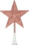 Koopman International Decoratie kerstboom piek - ster - rose foncé - pailleté - 20 cm - plastique
