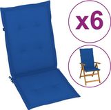 vidaXL Tuinstoelkussens 6 st hoge rug 120x50x3 cm stof koningsblauw