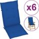 vidaXL Tuinstoelkussens 6 st hoge rug 120x50x3 cm stof koningsblauw