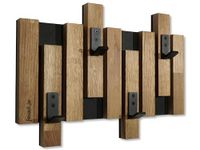 FLEXISTYLE Kledinghaken muur wandgarderobe houten eiken lamellen mini zwart 3 dimensies (40cm)