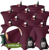 Aventara Statafelrok Bordeaux x 10 (Donker Rood) – Ø80-85 x 110 cm – Luxe Extra Dikke Stretch Stof – Inclusief Opbergtas – Kras- en Kreukvrije Statafelhoes – Perfect voor Horeca, Bruiloften en Feesten