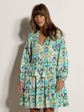 Apricot Glanzende Ikat Babydoll Mini-jurk
