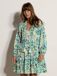 Apricot Glanzende Ikat Babydoll Mini-jurk