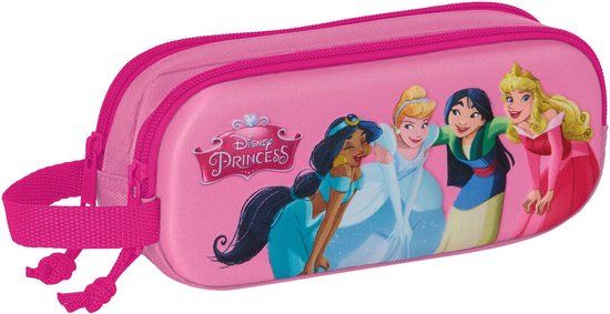 Disney Princess Pen Case - 2 Compartments - Pink - 21 x 8 x 6 cm - 3D