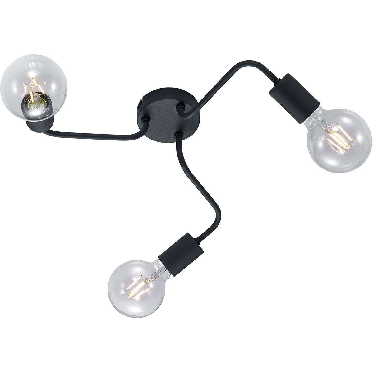 BES LED LED Plafondlamp - Trion Dolla - E27 Fitting - 3-lichts - Rond - Mat Zwart - Aluminium