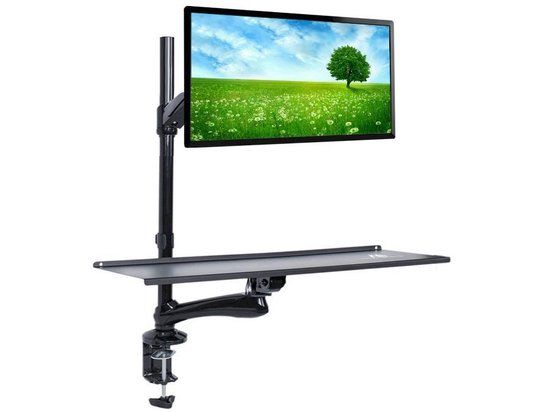 Maclean MC-681 Monitorarm met toetsenbord en muis houder - Zwart