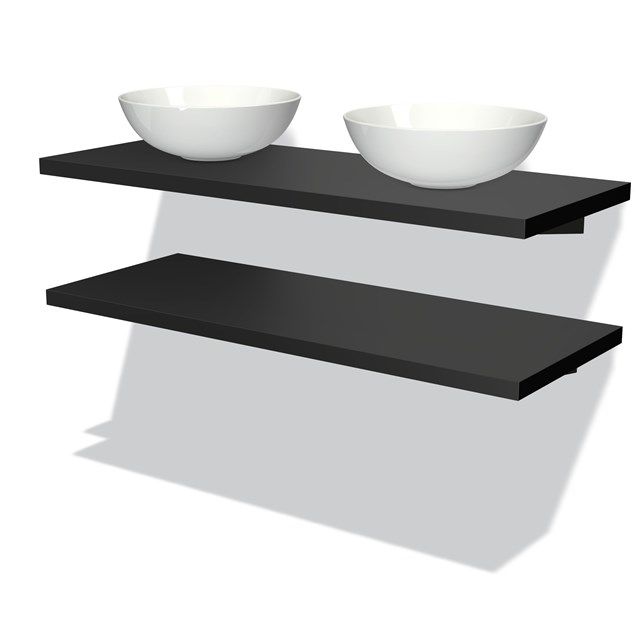 Maxaro Badkamermeubel Modulo Plato Mat Zwart 120 cm met 2 Wastafelbladen