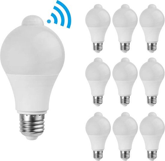 Aigostar Set van 10 E27 LED Lampen met Sensor - 6 Watt 450 lumen - 3000K Warm wit
