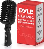 Pyle Microfoon - Microfoon in Vintage Retro Stijl - Karaokemicrofoon - met XLR Kabel - Zwart