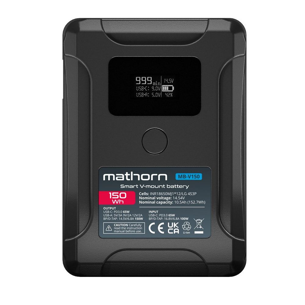 Mathorn MB-V150 Smart OLED V-mount 150Wh PD65W Battery