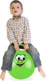 Relaxdays Skippybal met smiley - Ø 45 cm - groen - voor kinderen - tot 150 kg - binnen en buiten