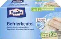 TOPPITS Vrieszakken, 45 stuks, 6 liter, Polyetheen, Transparant