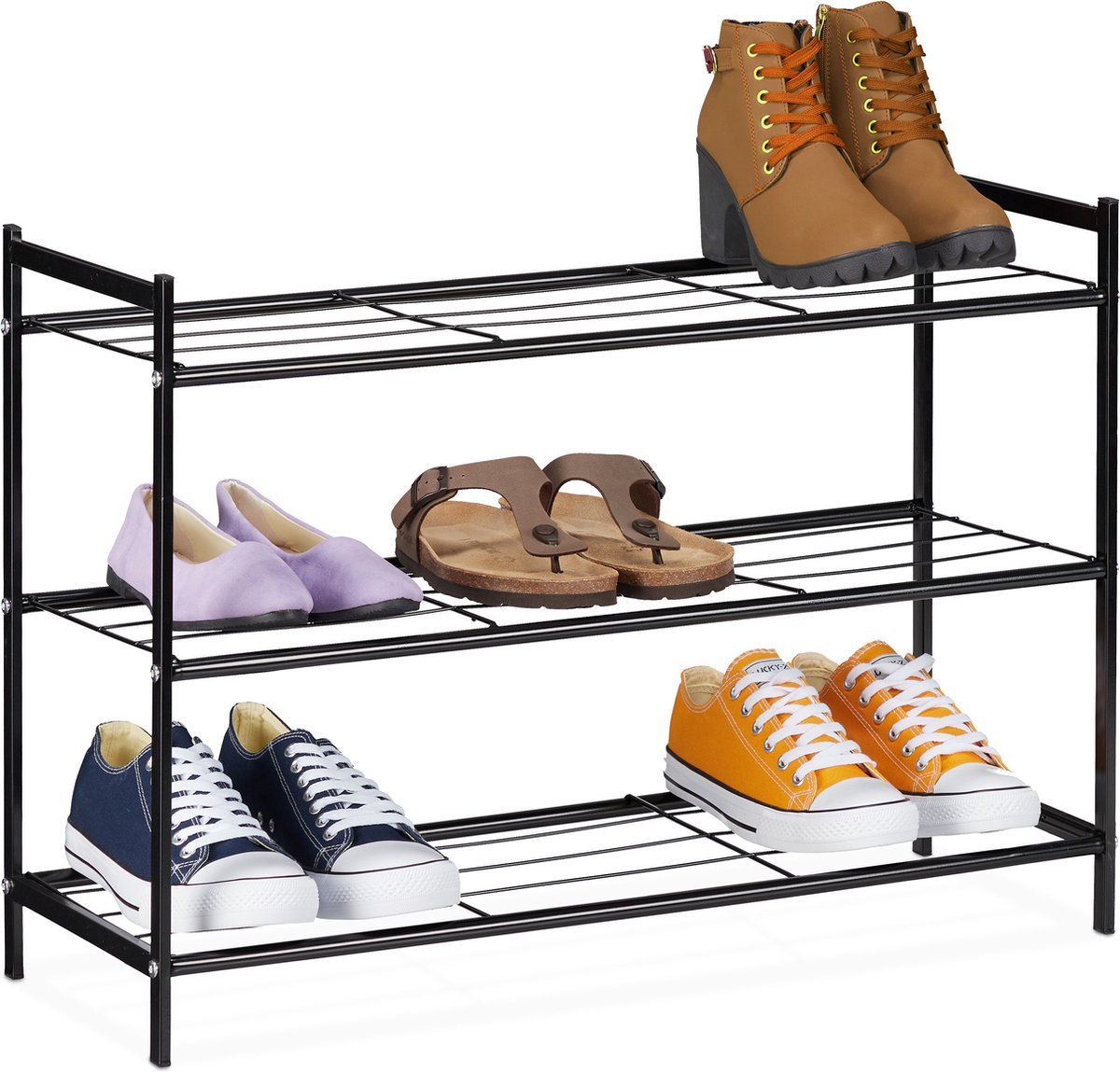 Relaxdays schoenenrek 3 laags - zwart